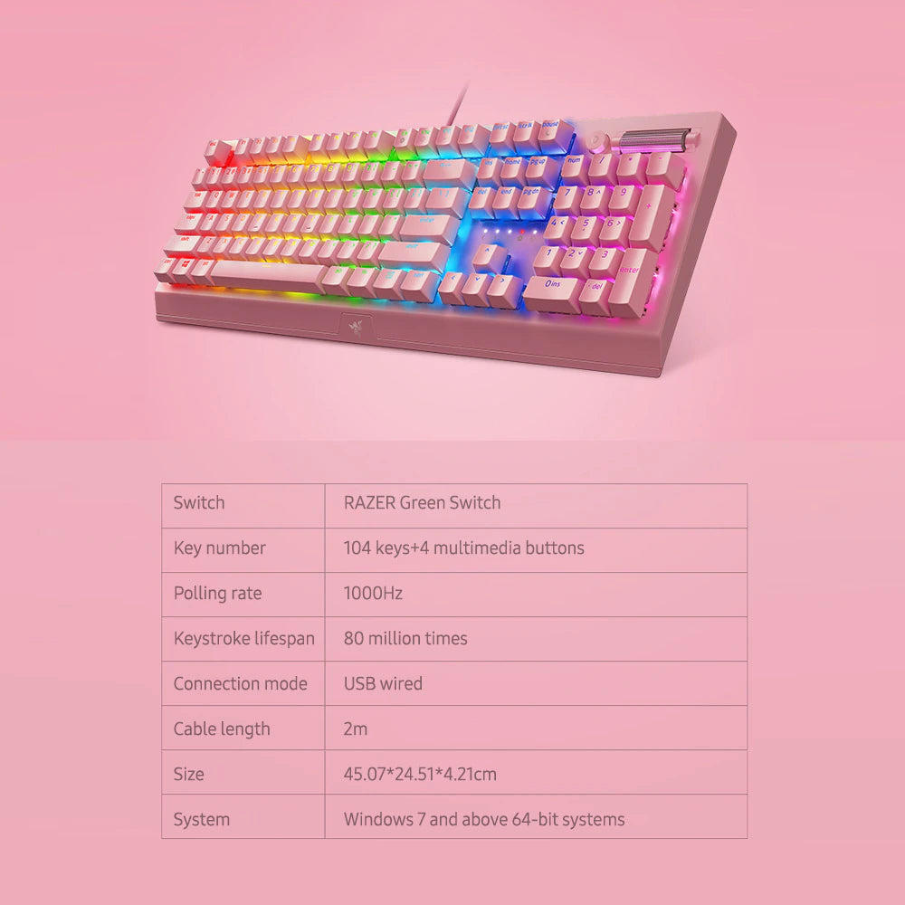 Blackwidow V3 Mechanical Gaming Keyboard 104 Keys Wired Gaming Keyboard with  Chroma RGB Effect  Keyboard for PC